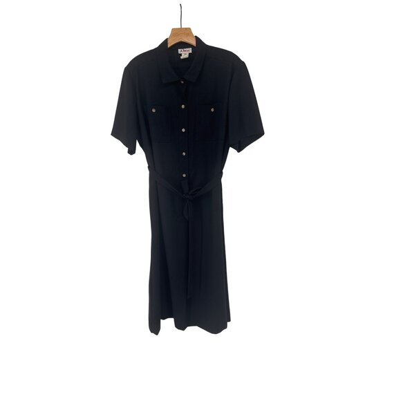 ORVIS Womens Black Short Sleeve Button Front Shirt Dress  Size 20 vintage Y2K - Picture 1 of 3
